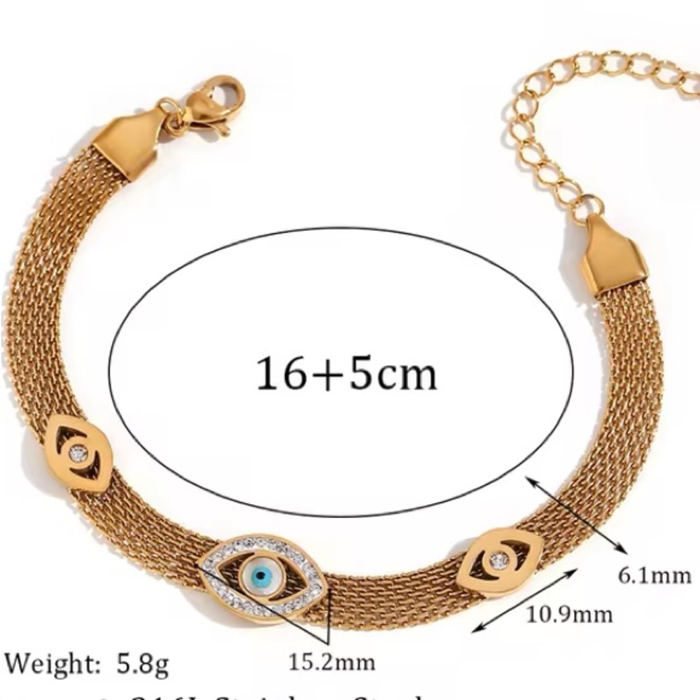18K Gold Plated Evil Eye Bracelet*Nostalgic Unique Waterproof Tarnish Free MJ - Picture 6 of 6